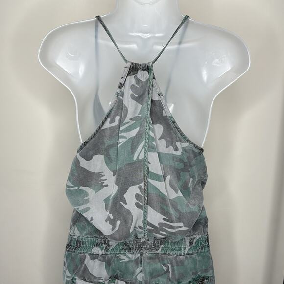 PAM & GELA Green Camo Sleeveless Tie Waist Tank Top Jumpsuit Pockets Women’s - Picture 7 of 15